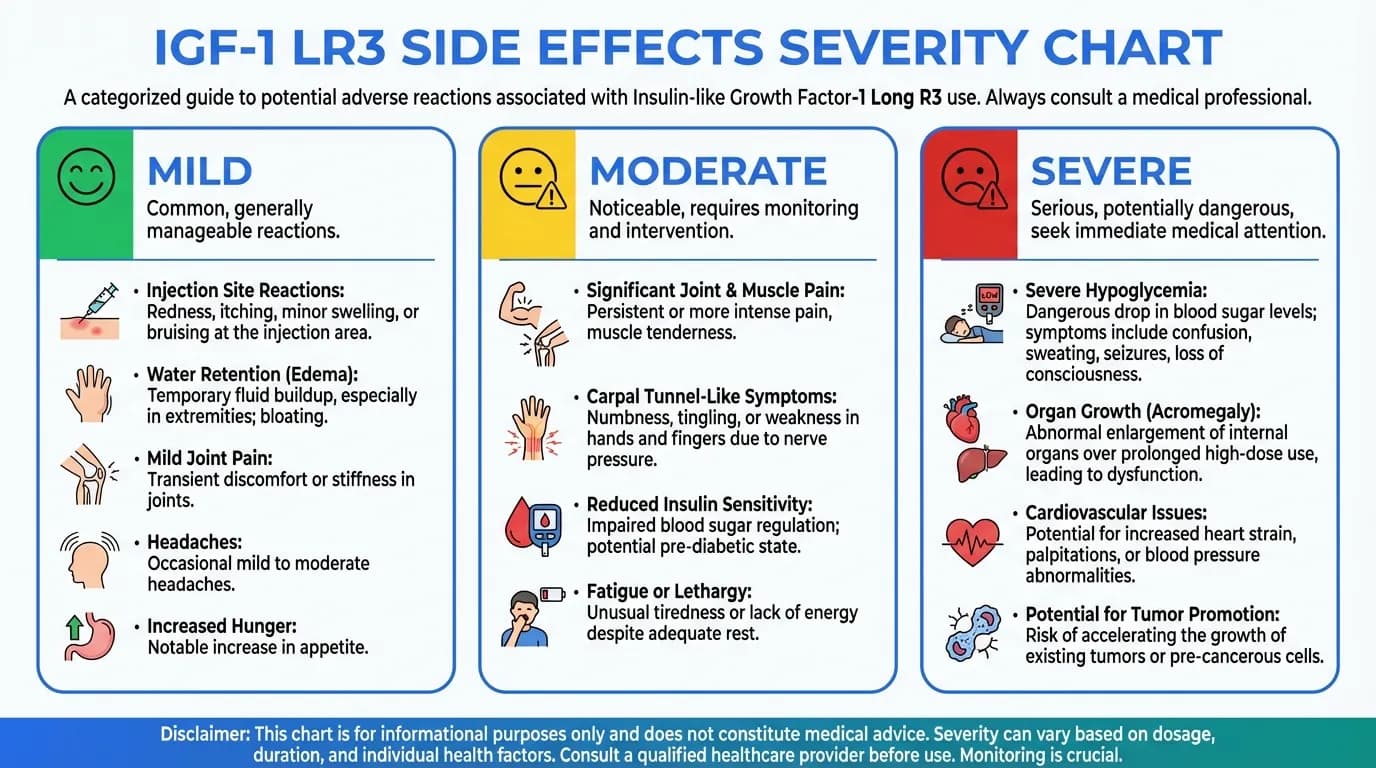 Side effects frequency chart for IGF-1 LR3
